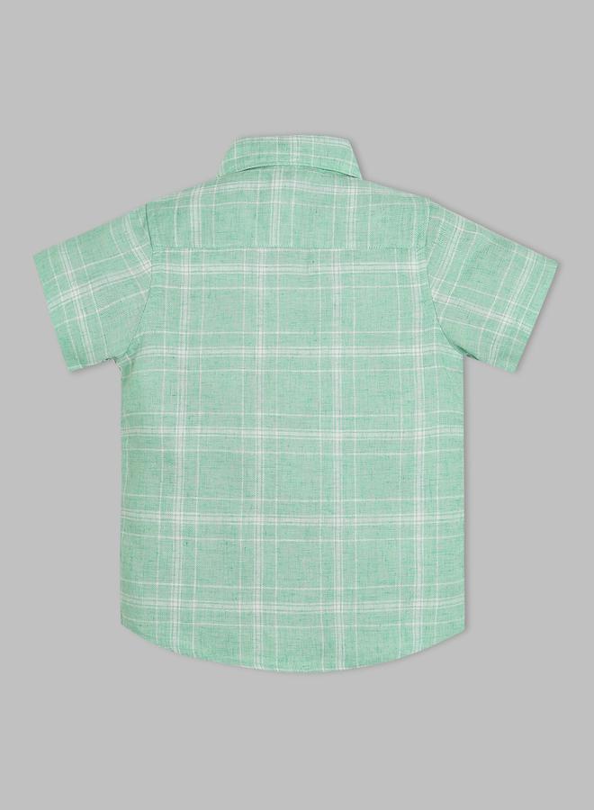 Infinity Kids Green Checked Short Sleeves Shirt - Image 4