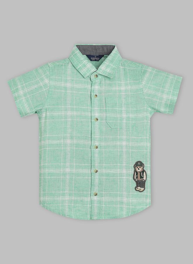 Infinity Kids Green Checked Short Sleeves Shirt - Image 1