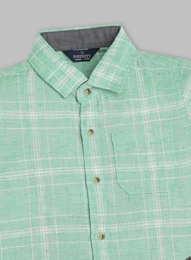 Infinity Kids Green Checked Short Sleeves Shirt - Image 2