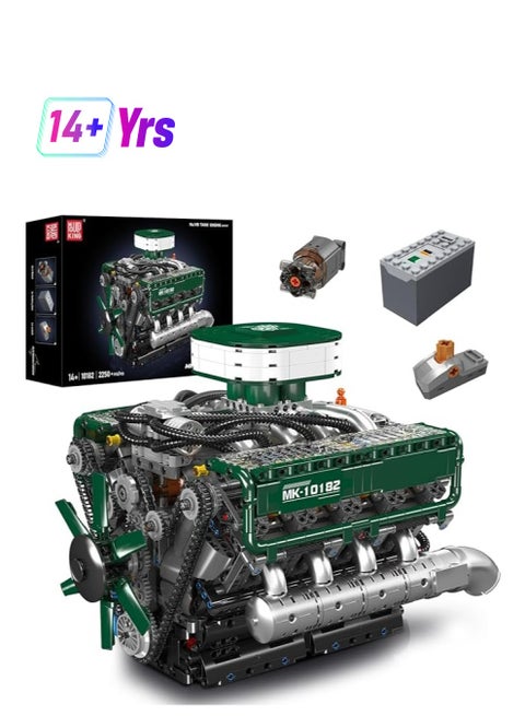10182 V8 Tank Engine Double Turbo Eight Cylinder Gasoline Engine Block Kit,Educational V8 Engine Technology Building Blocks Kit(2250 Parts+)