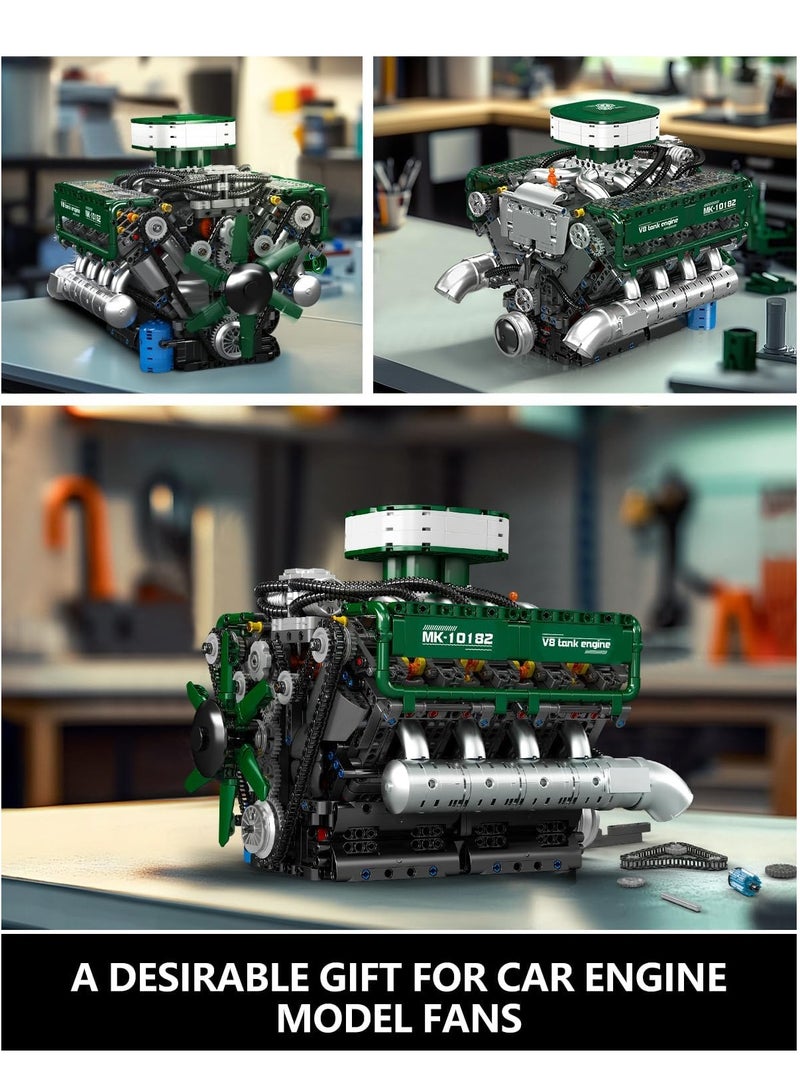 mould king 10182 V8 Tank Engine Double Turbo Eight Cylinder Gasoline Engine Block Kit,Educational V8 Engine Technology Building Blocks Kit(2250 Parts+)  - Image 4