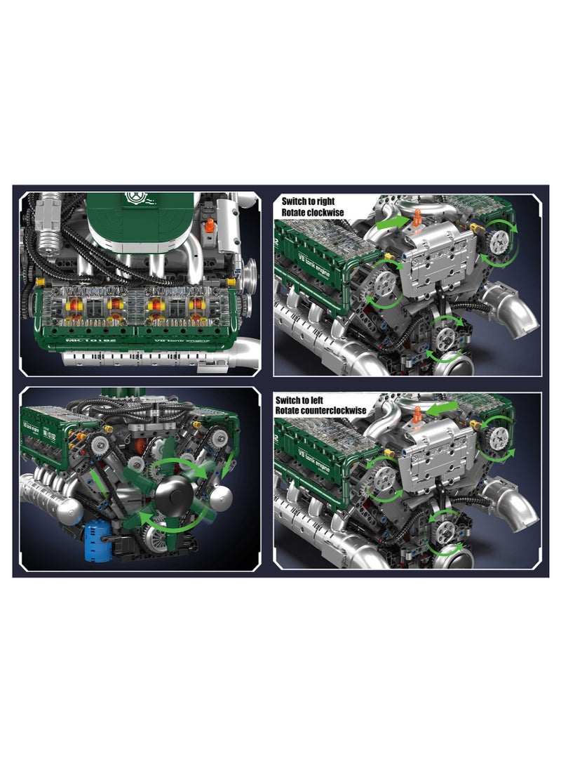 10182 V8 Tank Engine Double Turbo Eight Cylinder Gasoline Engine Block Kit,Educational V8 Engine Technology Building Blocks Kit(2250 Parts+)