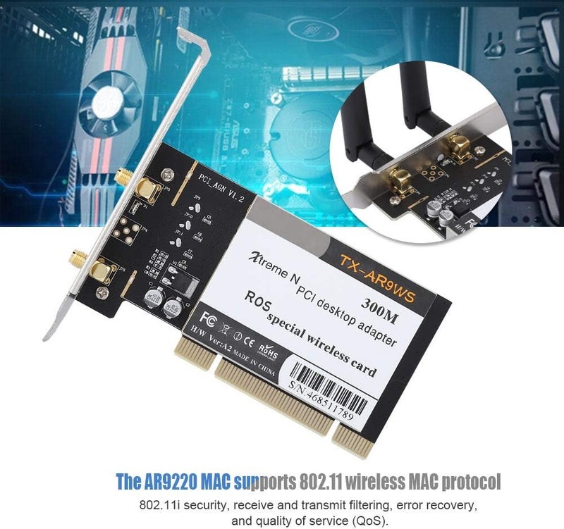 klarako AR9220 Wireless Network Card Adapter Dual Band 2.4GHz/5GHz Wireless Network Card,300Mbps Wireless WiFi Adapter Network Card, IEEE 802.11 a/b/g/n, 2x2MIMO,for Win XP/7/8/10,ROS - Image 4
