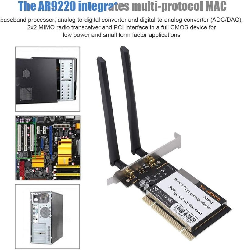 klarako AR9220 Wireless Network Card Adapter Dual Band 2.4GHz/5GHz Wireless Network Card,300Mbps Wireless WiFi Adapter Network Card, IEEE 802.11 a/b/g/n, 2x2MIMO,for Win XP/7/8/10,ROS - Image 3