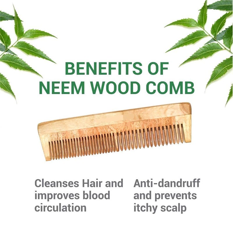 WITSOUL Natural Neem Wood 2 in 1 and Beared Comb for Hair Growth/Hair fall/Dandruff Control/SET OF 2 - Image 2