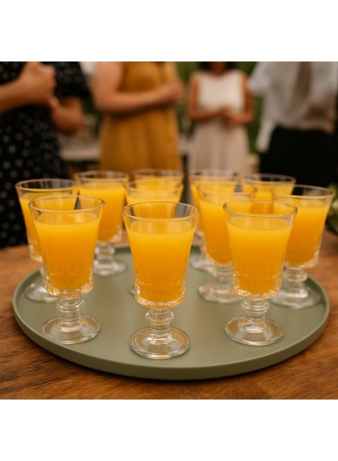 Dania A set of 12 clear glass juice glasses with a beautiful engraving, capacity 210 ml - Image 1