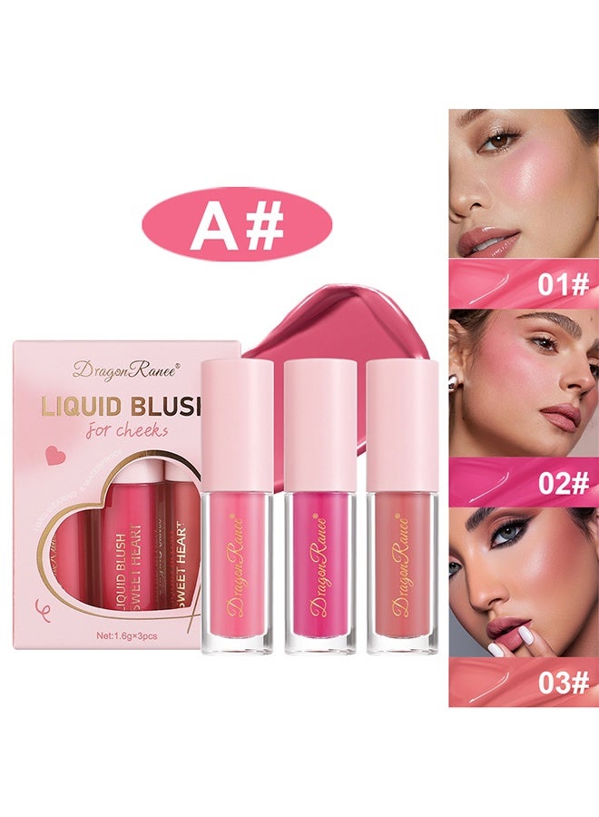 Dragon Ranee Liquid Blush, 3 PCS Liquid Blush Makeup Set, Blendable Soft Cream Face Blush for Cheeks, Natural Matte Finish Looking Long-Wearing Smudge-Proof Moisturizing Makeup - Image 2