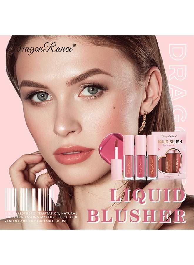Dragon Ranee Liquid Blush, 3 PCS Liquid Blush Makeup Set, Blendable Soft Cream Face Blush for Cheeks, Natural Matte Finish Looking Long-Wearing Smudge-Proof Moisturizing Makeup - Image 4