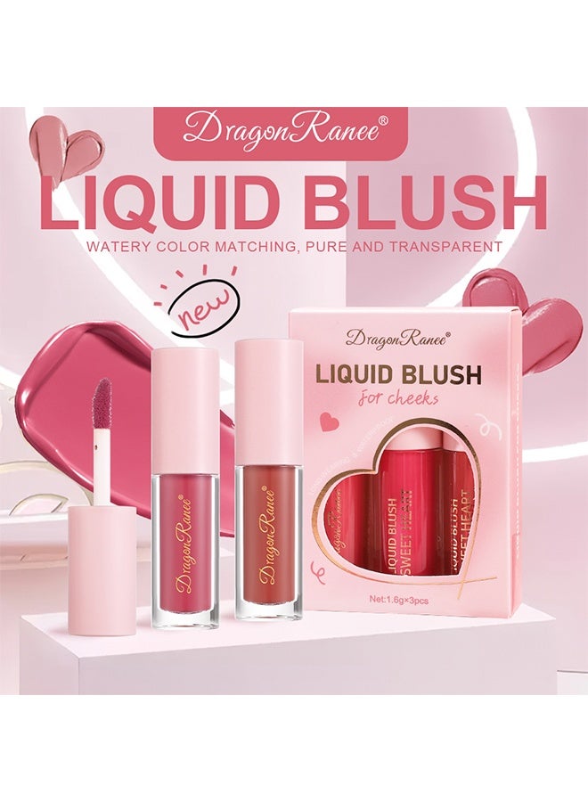 Dragon Ranee Liquid Blush, 3 PCS Liquid Blush Makeup Set, Blendable Soft Cream Face Blush for Cheeks, Natural Matte Finish Looking Long-Wearing Smudge-Proof Moisturizing Makeup - Image 3