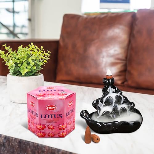 HEM Lotus Backflow Brown Incense Cones | Long Lasting Aroma for Positivity & Pure Air | Pure Herbs, Wood Powder | Aromatherapy For Stress Relief, Air Purifier & Cleansing | Gift Set - Pack of 40 cones - Image 3