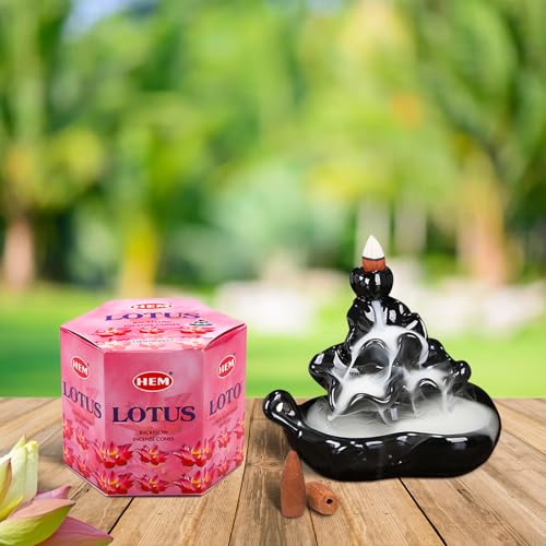 HEM Lotus Backflow Brown Incense Cones | Long Lasting Aroma for Positivity & Pure Air | Pure Herbs, Wood Powder | Aromatherapy For Stress Relief, Air Purifier & Cleansing | Gift Set - Pack of 40 cones - Image 4
