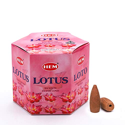 HEM Lotus Backflow Brown Incense Cones | Long Lasting Aroma for Positivity & Pure Air | Pure Herbs, Wood Powder | Aromatherapy For Stress Relief, Air Purifier & Cleansing | Gift Set - Pack of 40 cones - Image 1