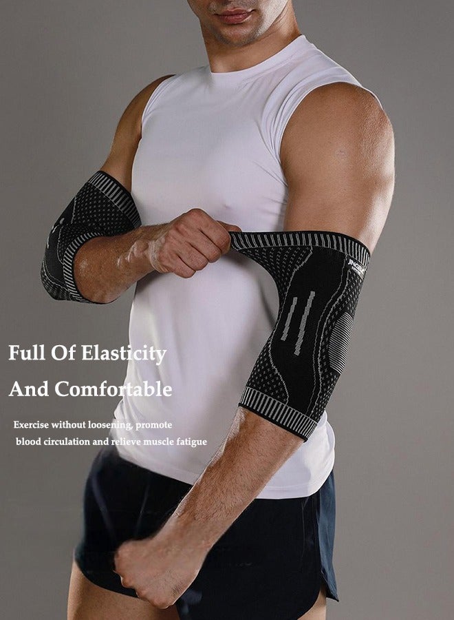 جينجبا سابورت وسادات مرفق رياضية من JINGBA محبوكة غير قابلة للانزلاق لتمارين اللياقة البدنية الخارجية وكرة الريشة وواقي للذراع قابل للتنفس ودعم العظام ودعم الضغط (زوج واحد) مقاس L - Image 2