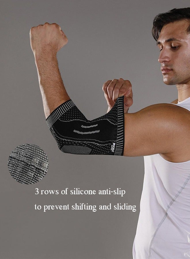 جينجبا سابورت وسادات مرفق رياضية من JINGBA محبوكة غير قابلة للانزلاق لتمارين اللياقة البدنية الخارجية وكرة الريشة وواقي للذراع قابل للتنفس ودعم العظام ودعم الضغط (زوج واحد) مقاس L - Image 5