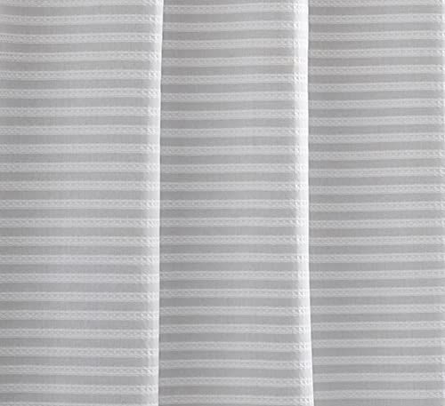 Vera Wang - Fabric Shower Curtain, Cotton Bathroom Decor with Hook Holes Top (Seersucker White, 70" x 72") - Image 3