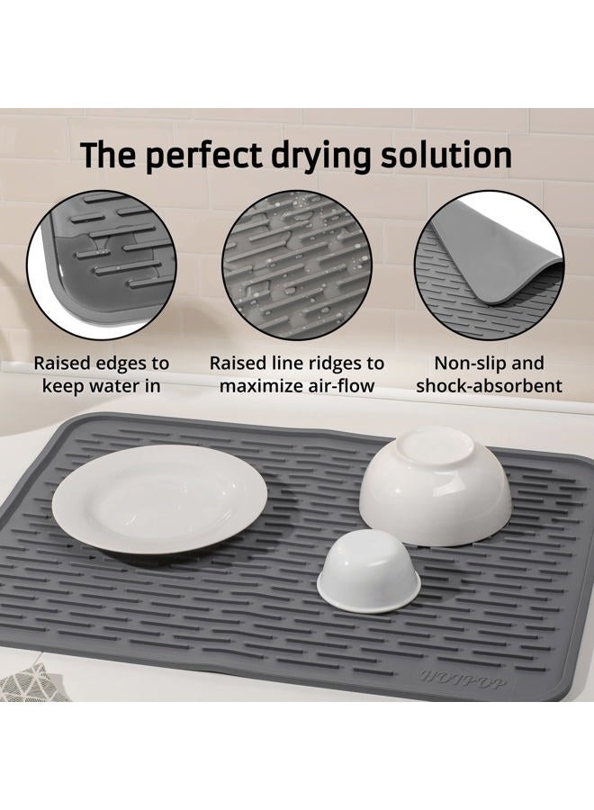 HOTPOP Super Sturdy Silicone Dish Drying Mat and Trivet, Dishwasher Safe, Heat Resistant, Eco-Friendly 24"x18" Grey - Image 5