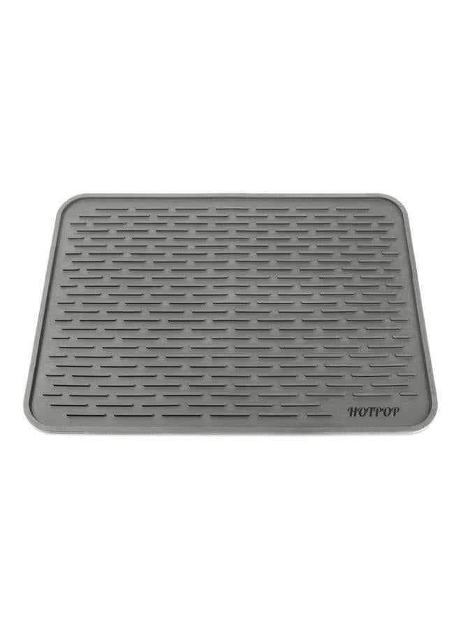 HOTPOP Super Sturdy Silicone Dish Drying Mat and Trivet, Dishwasher Safe, Heat Resistant, Eco-Friendly 24"x18" Grey - Image 1