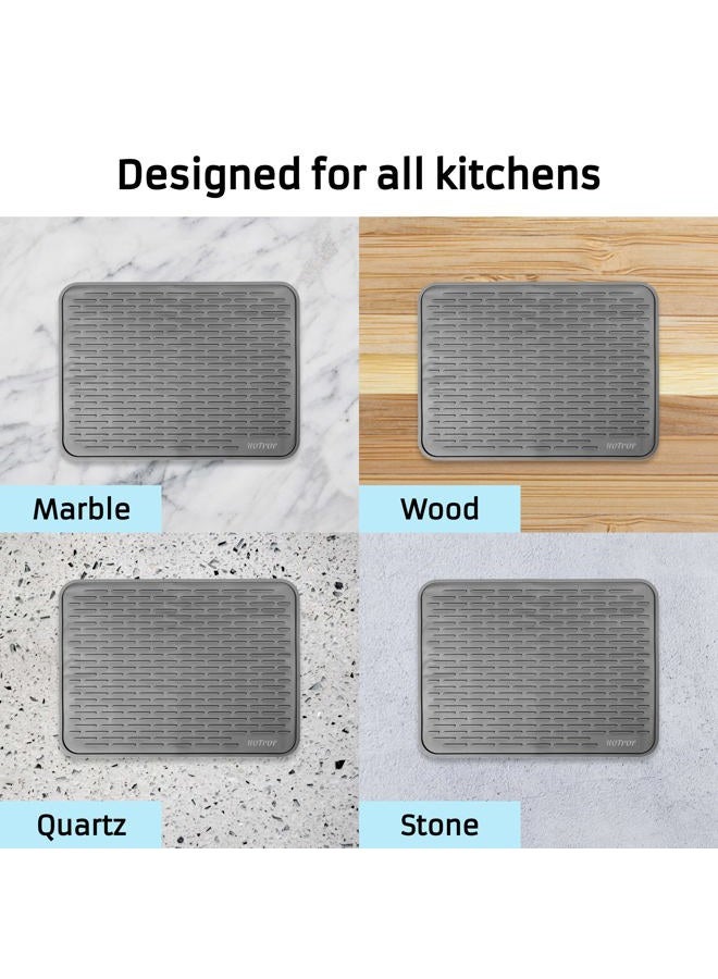 HOTPOP Super Sturdy Silicone Dish Drying Mat and Trivet, Dishwasher Safe, Heat Resistant, Eco-Friendly 24"x18" Grey - Image 4