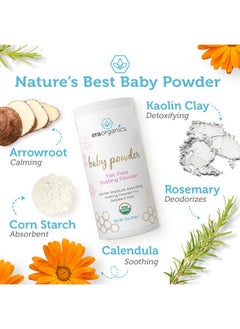 Era Organics Usda Organic Baby Powder Talc-Free Dusting Powder - Soothing Organic Arrowroot, Calendula And Cornstarch Baby Powder For Newborn, Babies And Toddlers - Made In Usa - 3Oz/85G  - Image 2