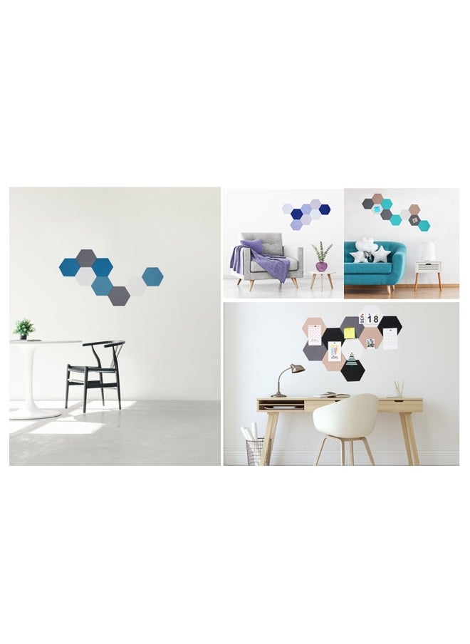 Generic Self-Adhesive Bulletin Boards, 8Pcs/5.9 in Hexagon Self Adhesive Felt Board Tiles, with Push Pins Hexagon Bulletin Board for Walls, Felt Cork Pin Board for Pictures Photos Memos (Color B)  - Image 5