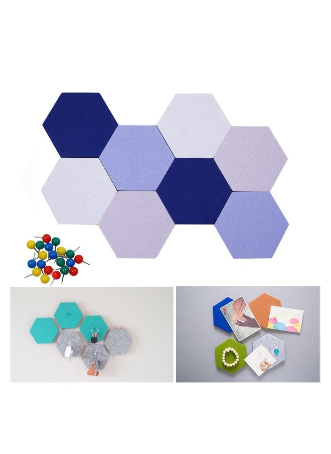 Generic Self-Adhesive Bulletin Boards, 8Pcs/5.9 in Hexagon Self Adhesive Felt Board Tiles, with Push Pins Hexagon Bulletin Board for Walls, Felt Cork Pin Board for Pictures Photos Memos (Color B)  - Image 1
