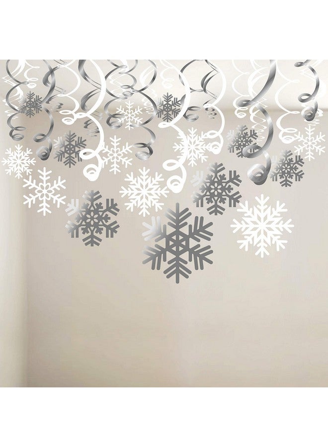 Konsait Snowflake Swirls Decoration(30pcs), Konsait Merry Christmas Snowflake Hanging Swirls Garland Foil Ceiling Ornaments for Xmas Winter Wonderland Holiday Party Decor Supplies,Already Assembled - Image 1