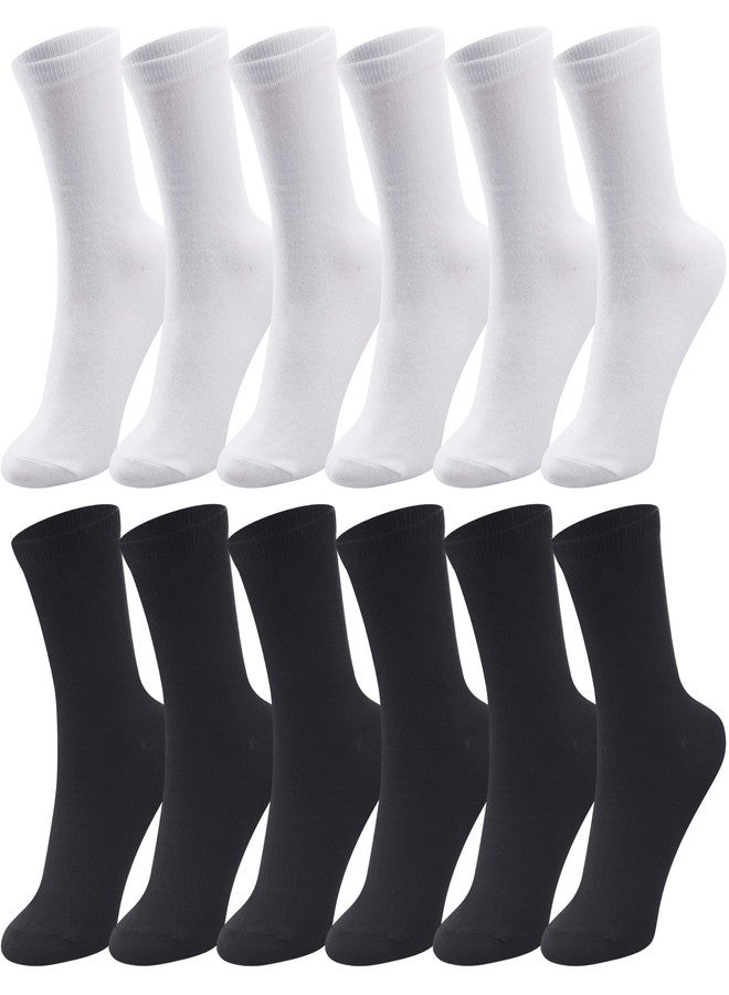 Duufin 12 Pairs Mens Crew Socks Mid Calf Casual Workout Gym Socks Size 10-13 Plain Crew Athletic Sock for Men, Black, White - Image 1