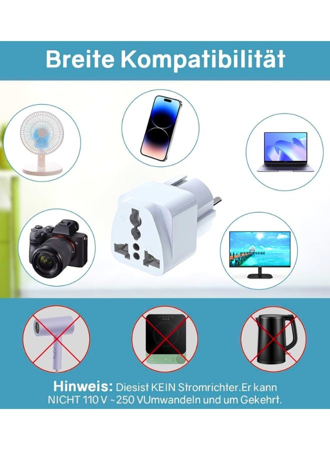 Chase Up 5-Pack Travel Power Adapter – Universal UK to EU Plug Adapter, Type E/F Socket with Fuse,USA to Europe Converter for Norway, Spain, Greece, Russia, Iceland, Korea,Portable Travel Charger - Image 3