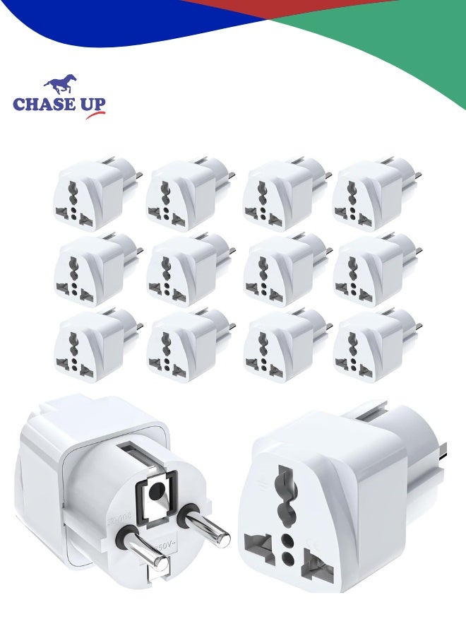 Chase Up 5-Pack Travel Power Adapter – Universal UK to EU Plug Adapter, Type E/F Socket with Fuse,USA to Europe Converter for Norway, Spain, Greece, Russia, Iceland, Korea,Portable Travel Charger - Image 1