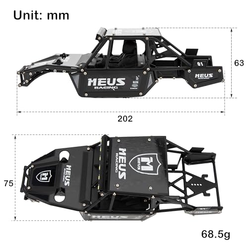 MEUS RACING Mantis24 Body with Roll Cage for Axial 124 SCX24 RC Crawler Black - Image 5