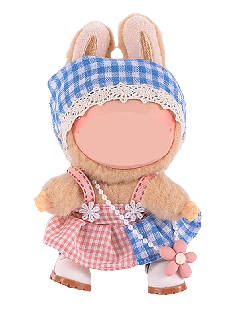 فستان دمية 17 سم، طقم من 3 قطع من رباط الشعر والتنورة، فستان أنيق وجميل، إكسسوارات الدمى بدون دمية (وردي وأزرق) - Image 5