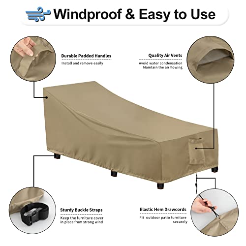 OutdoorLines Outdoor Waterproof Patio Chaise Lounge Chair Cover - UV Resistant Lounger Covers Heavy Duty Weatherproof Patio Sofa Furniture Covers, 1 Pack, 78Wx35.5Dx33H Inches, Camel - Image 5