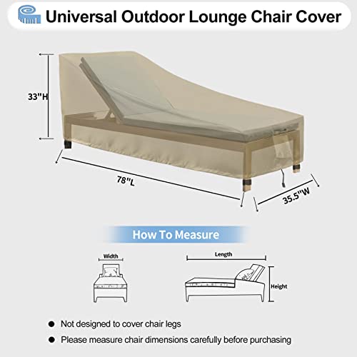 OutdoorLines Outdoor Waterproof Patio Chaise Lounge Chair Cover - UV Resistant Lounger Covers Heavy Duty Weatherproof Patio Sofa Furniture Covers, 1 Pack, 78Wx35.5Dx33H Inches, Camel - Image 2