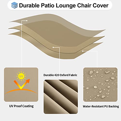 OutdoorLines Outdoor Waterproof Patio Chaise Lounge Chair Cover - UV Resistant Lounger Covers Heavy Duty Weatherproof Patio Sofa Furniture Covers, 1 Pack, 78Wx35.5Dx33H Inches, Camel - Image 3