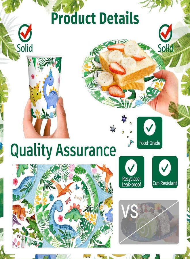 cocomigo 175pcs Dinosaur Birthday Decorations Include Dinosaur Plates and Napkins Set, Banner, Hanging, Tablecloth, Cake Topper, Table Decor, for Boy Birthday Decorations and Dinosaur Theme Party, Serves 25 - Image 4