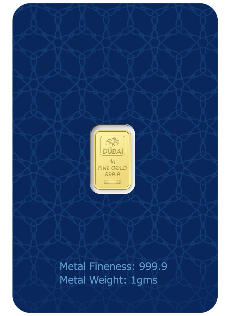 FK Jewellers - Dubai 1g Pure 999.9 Fine Gold Bar 24KT - 1 Gram - Image 1