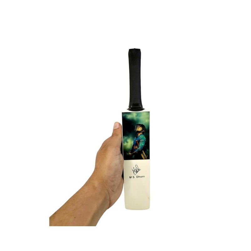 AEM Wood Showpiece Cricket Bats 12-Inch ||Not Meant For Playing|| (M.S. Dhoni And Virat Kohli Photo And Signature Printed On It) - Image 2