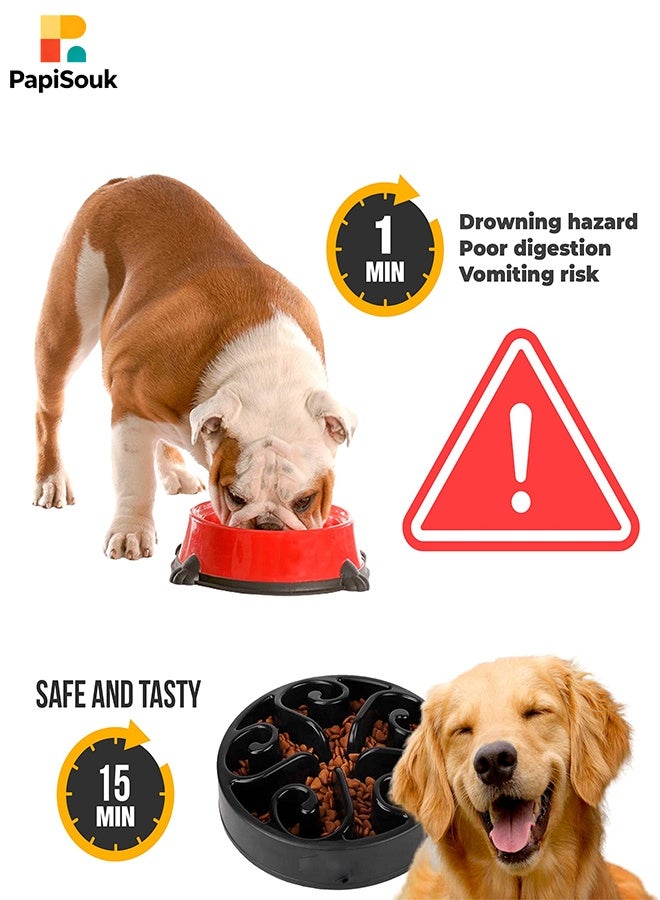 PapiSouk Slow Feeder Dog Bowl Anti Chew Interactive Pet Feeding Bowl for Medium Large Dogs Helps Reduce Anxiety Prevent Fast Eating Black - Image 2