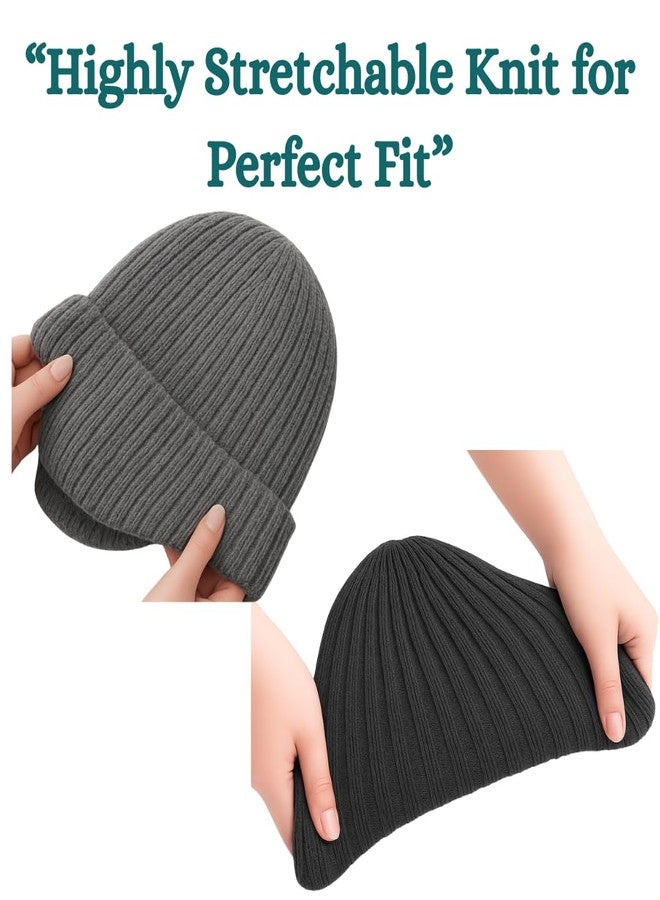 MS QUALITY ZONE Winter Woolen Beanie Cap with Ear Cover, Warm Knitted Skull Cap for Men & Women, Soft Stretchable,Above 15 Years (Thick Grey) - Image 3