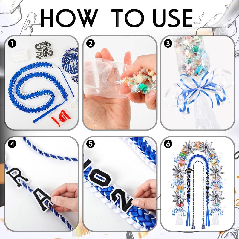 YLOLUL 16 Pcs Graduation Leis 2026 Graduation Candy Lei Kit with Honor Cord Class of 2026 Graduation Ribbon Double Lei Necklace Graduation Gift Party Accessories for Women Men - Image 5