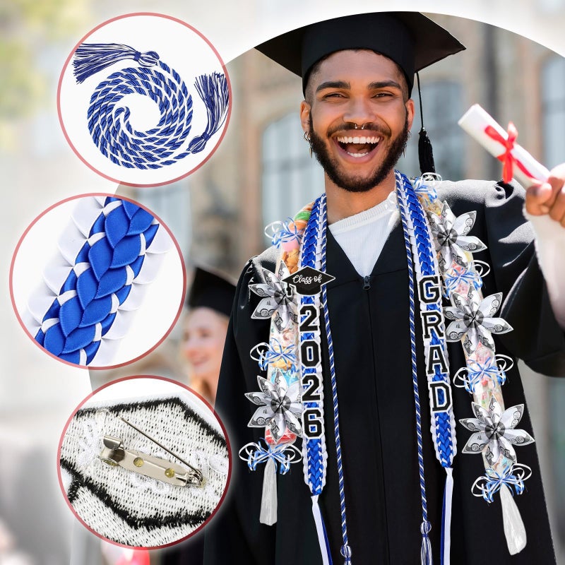 YLOLUL 16 Pcs Graduation Leis 2026 Graduation Candy Lei Kit with Honor Cord Class of 2026 Graduation Ribbon Double Lei Necklace Graduation Gift Party Accessories for Women Men - Image 4