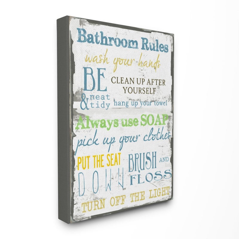 Stupell Industries Stupell Home Dcor Bathroom Rules Typography Bathroom Wall Plaque 10 x 05 x 15 Proudly Made in USA