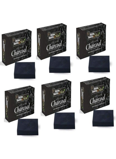 Charcoal Soap ;Herbal Activated Charcoal Soap For Women And Men ;Skin Whitening Herbal Soap With Essential Oils ;Soap For Men ;Soap With Charcoal For Deep Cleansing(100Gpack Of 6)