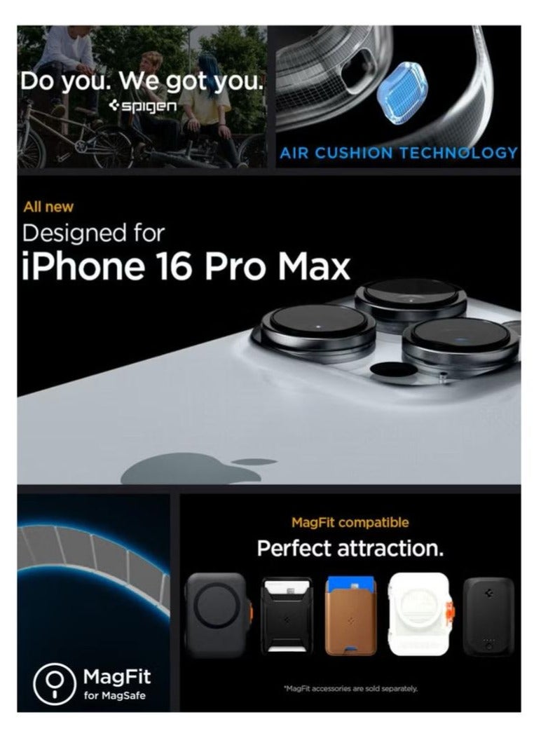 Rugged Armor MagFit iPhone 16 Pro MAX Case Cover with MagSafe and Carbon Fiber Textures (2024) - Matte Black