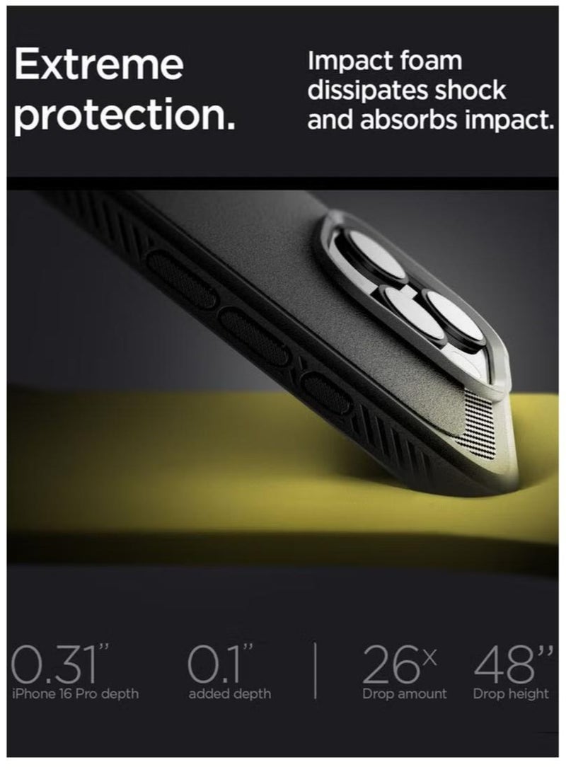 Rugged Armor MagFit iPhone 16 Pro MAX Case Cover with MagSafe and Carbon Fiber Textures (2024) - Matte Black