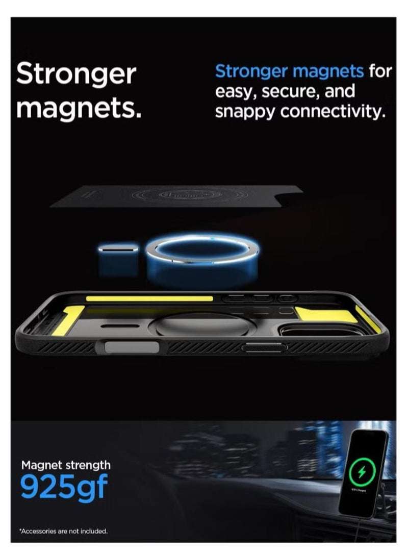Rugged Armor MagFit iPhone 16 Pro MAX Case Cover with MagSafe and Carbon Fiber Textures (2024) - Matte Black