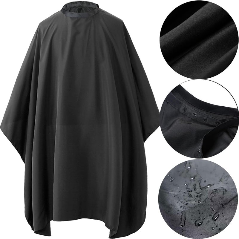 Borogo Professional Hair Cutting Cape with Neck Duster Brush, Salon Barber Cape, Hairdressing Accessories Black - Image 3
