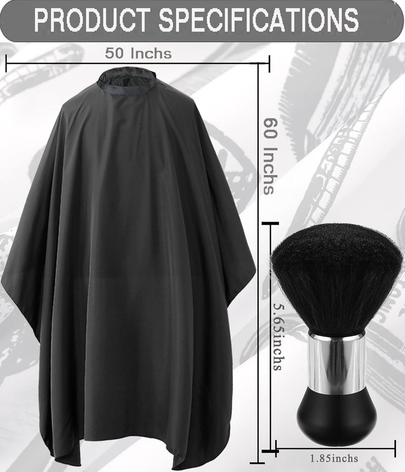 Borogo Professional Hair Cutting Cape with Neck Duster Brush, Salon Barber Cape, Hairdressing Accessories Black - Image 2