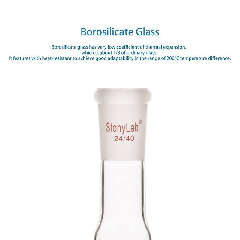 stonylab Borosilicate Glass Drying Tube Adapter, Two 24/40 Joints Straight Drying Tube for Laboratory - Image 4