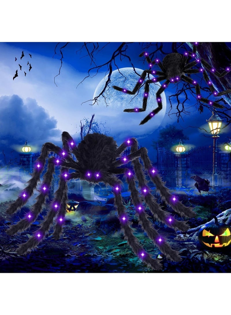 هالوين عنكبوت عملاق مضيء للهالوين، بطول 90 سم، مناسب للأماكن الداخلية والخارجية، زينة عنكبوت الهالوين، هدايا الحفلات، ديكور المنزل والحديقة. - Image 1